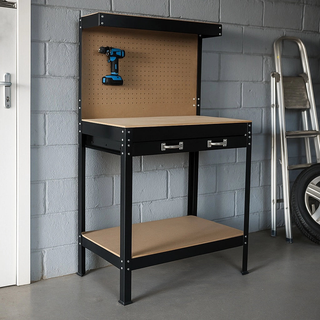Banco da lavoro 1150x550x1400mm Tavolo da officina con parete forata