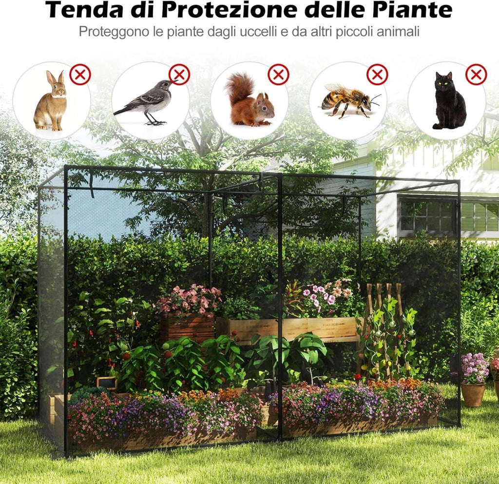 Serra da Giardino, Mini Serra da Balcone per Proteggere Piante e Fiori con Rete Traspirante ad Alta Densità, Robusti Tubi Metallici, Connettori Rinforzati e Borsa