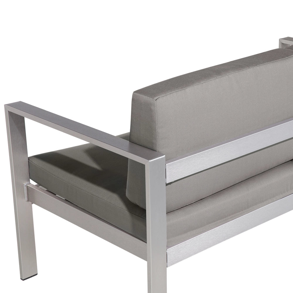 Divano da giardino con struttura in alluminio anodizzato grigio scuro a 2 posti con cuscini