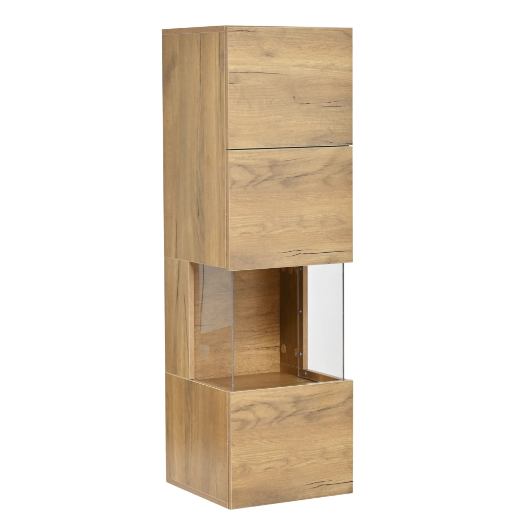 Mobile TV Parete Soggiorno Set 3pz con LED ¨C MINIMAL ¨C Nero e Legno Naturale