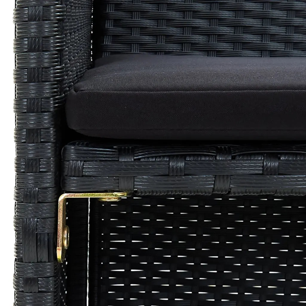 Set Divani da Giardino 4 pz con Cuscini in Polyrattan Nero 46390