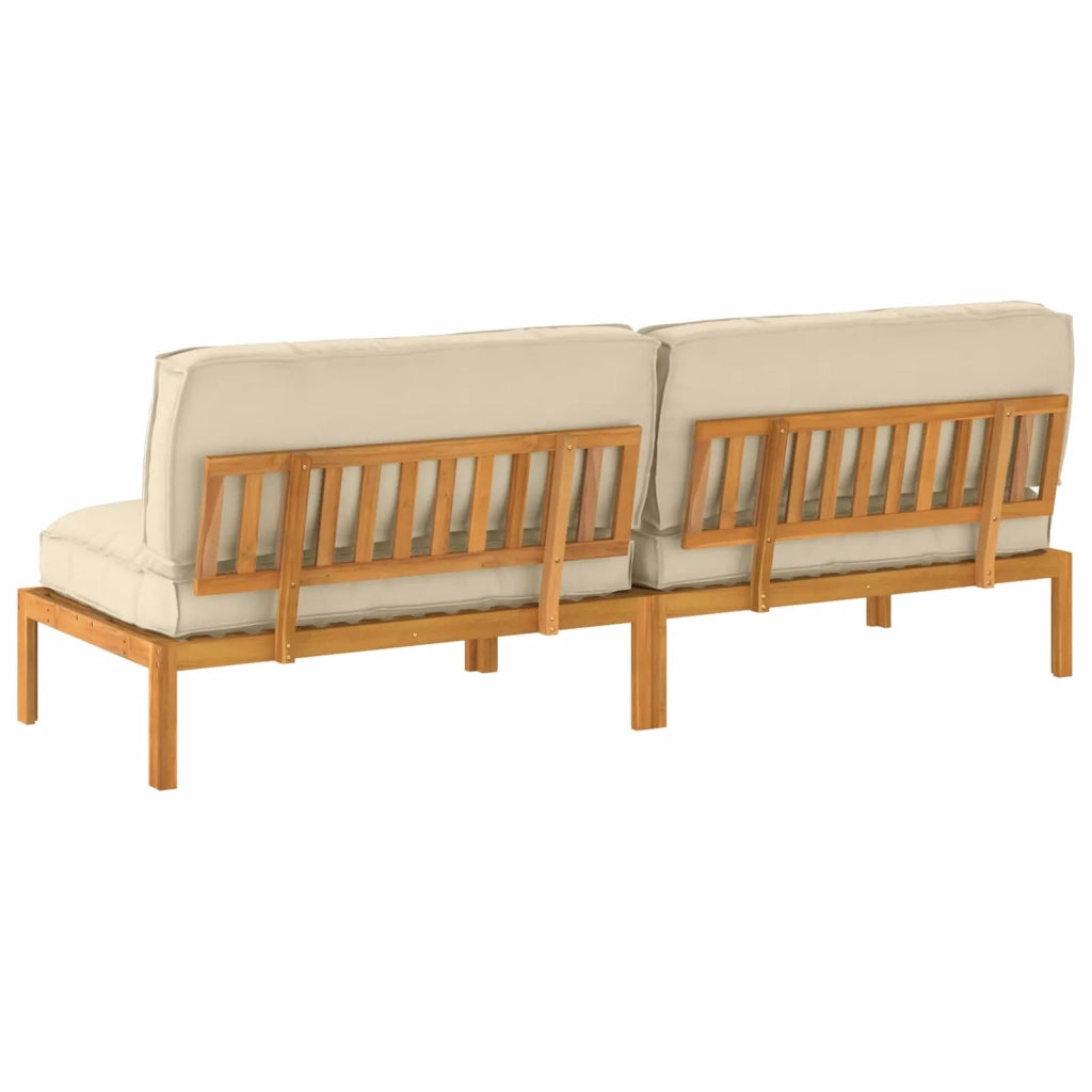 Set di divani con cuscino 2 pcs Beige Legno di Acacia Massello 3418219