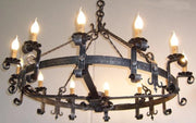 LAMPADARIO FORGIA 12 LUCI IN FERRO BATTUTO LANTERNA APPLIQUE LAMPIONE LAMPADE
