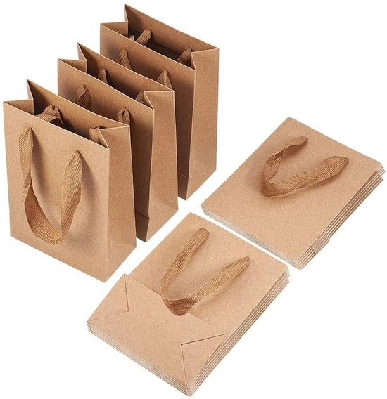 Set di borse di carta 10 pezzi - materiale cartaceo - riciclabile - sostenibile - con maniglia - amichevole con l'ambiente - borsa della spesa