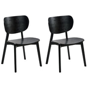 Set di 2 sedie da pranzo con struttura in legno di gomma nero, senza braccioli, design minimalista