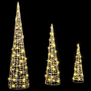 Albero di Natale 3 pz-Decorazioni natalizie Bianco caldo 20 x 20 x 80 cm PET 196827