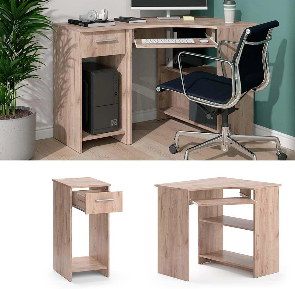 Scrivania angolare Odin, Sonoma, 83 x 76 cm Set con armadio PC