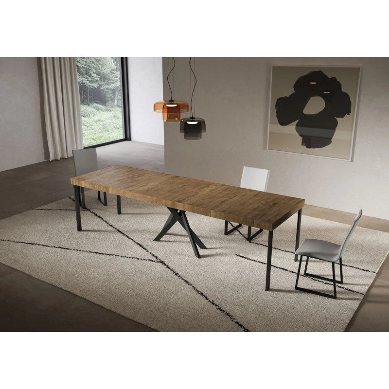 Consolle allungabile 90x40/300 cm Saki Premium telaio Antracite - Noce