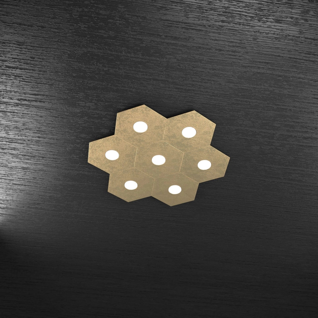 HEXAGON APPLIQUE-PLAFONIERA 7 LUCI FOGLIA ORO 1142-7L-FO
