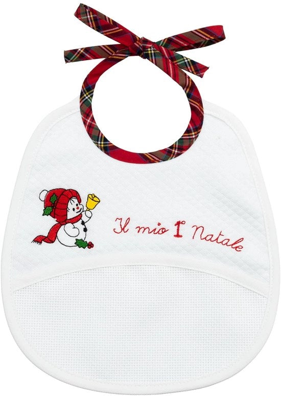 Bavaglino Unisex Bambino Fantasia Natalizia per Bordare, Bianco, Unico Dimensione