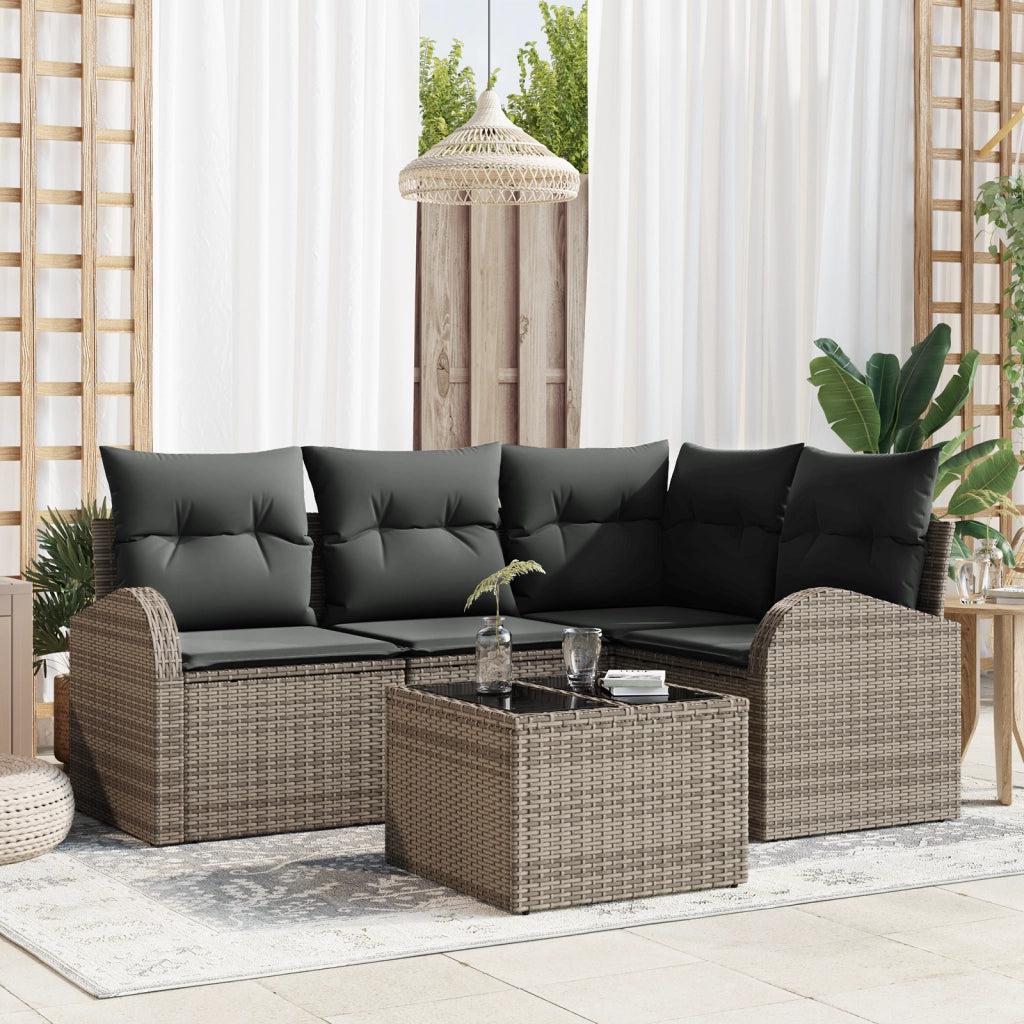 Set di Divani da Giardino con Cuscini 4 Pezzi Rattan Nero