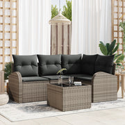 Set di Divani da Giardino con Cuscini 4 Pezzi Rattan Nero