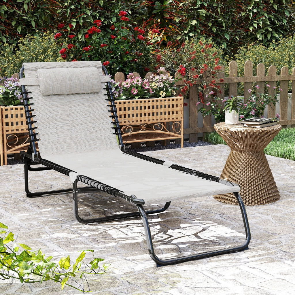 Poltrona reclinabile per giardino ¨C zephmum ¨C 4 posizioni, crema, 189x58x30 cm