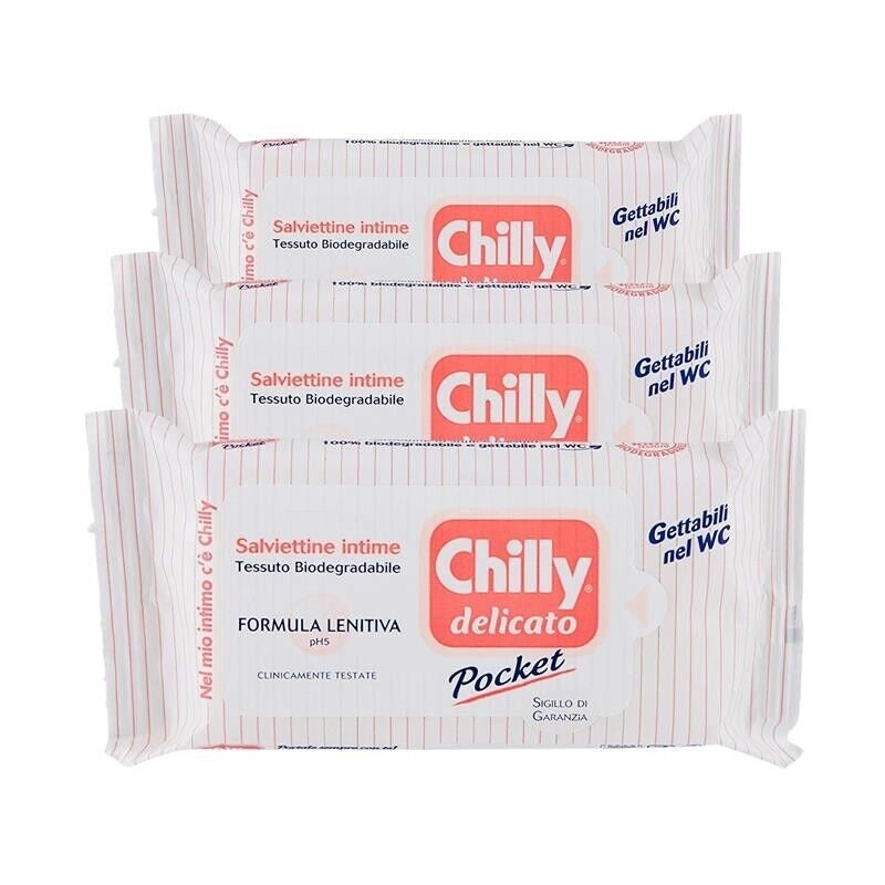 SET 3 CONFEZIONI DI CHILLY SALVIETTE INTIME 12 PZ DELICATE