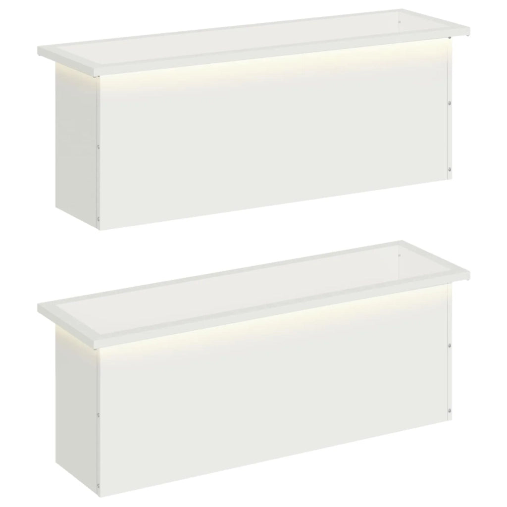 Fioriera da giardino con LED 2 pz Bianco 30 x 100 x 30 cm 8008115
