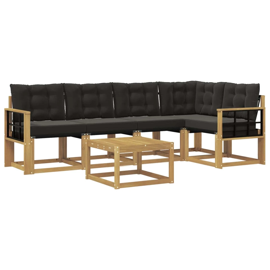 Set di divani da esterno con cuscino 6 pcs Bianco e Nero