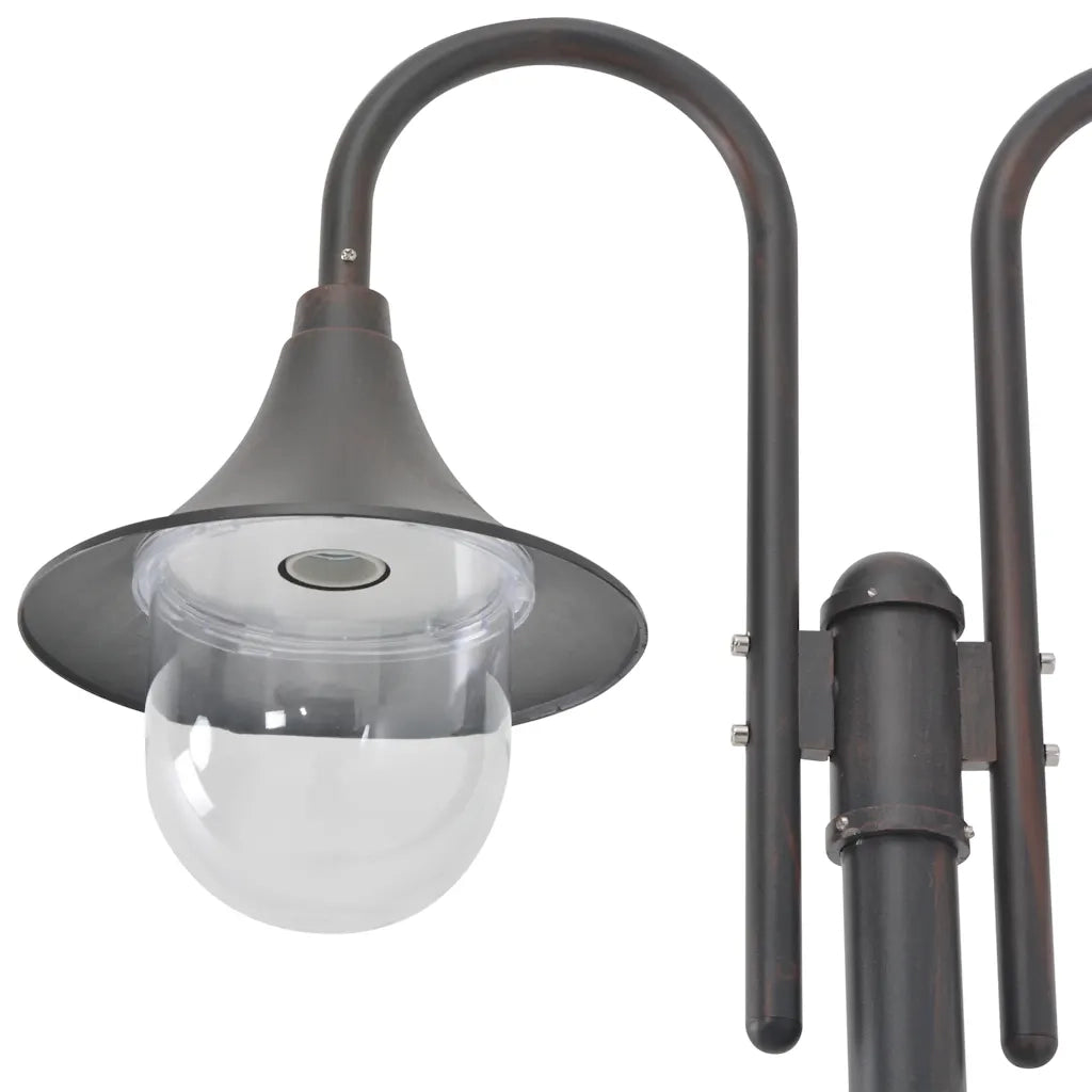 Lampione da Giardino E27 220 cm in Alluminio 2 Lampade Bronzo CFW6582801