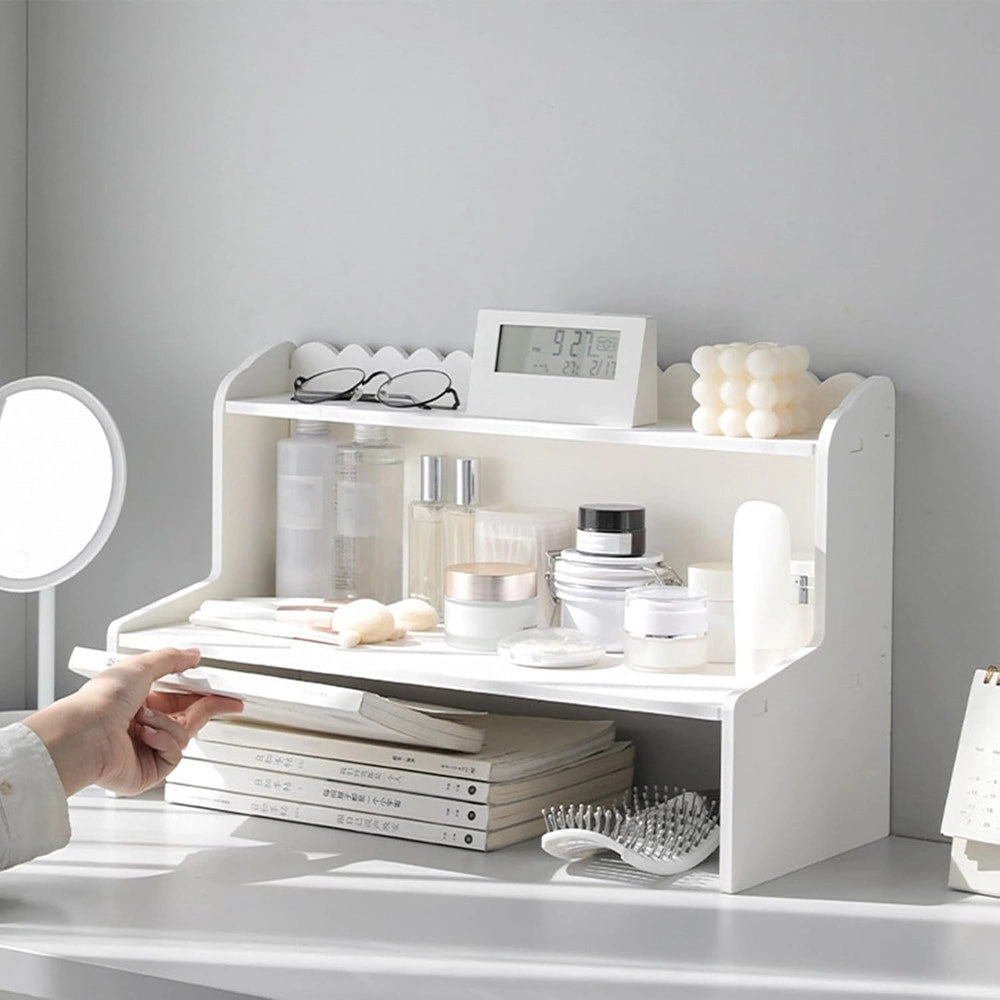 Trade Shop - Espositore Da Tavolo In Legno Scaffale Multistrato Per Cosmetici Organizzatore -