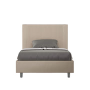 Letto una piazza e mezza senza rete imbottito 130x210 similpelle tortora Goya