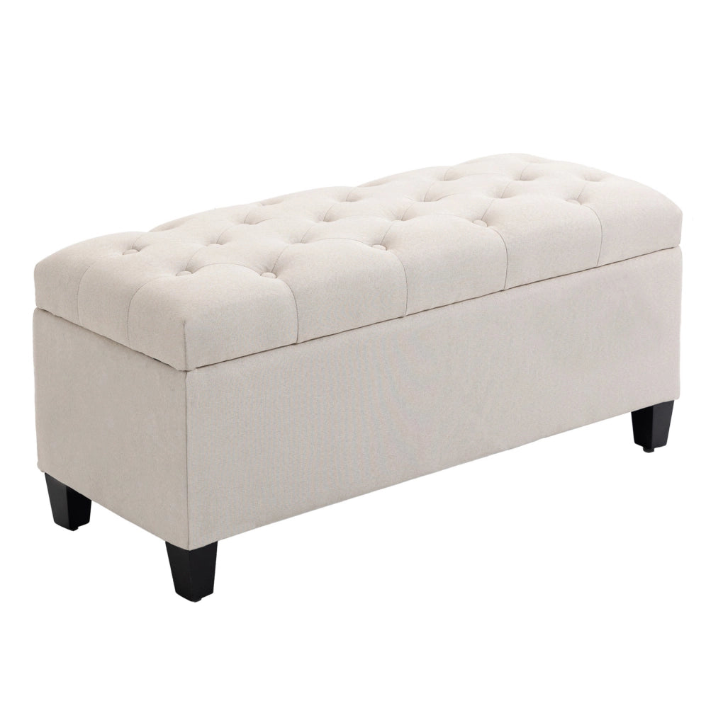 Panca contenitore imbottita crema 100 x 40 x 44 cm