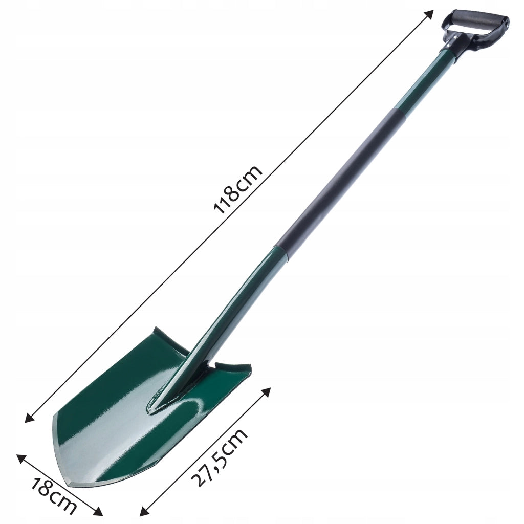 Pala da giardino KADAX con lama affilata per scavare e piantare, manico in metallo, lunghezza 118 cm.