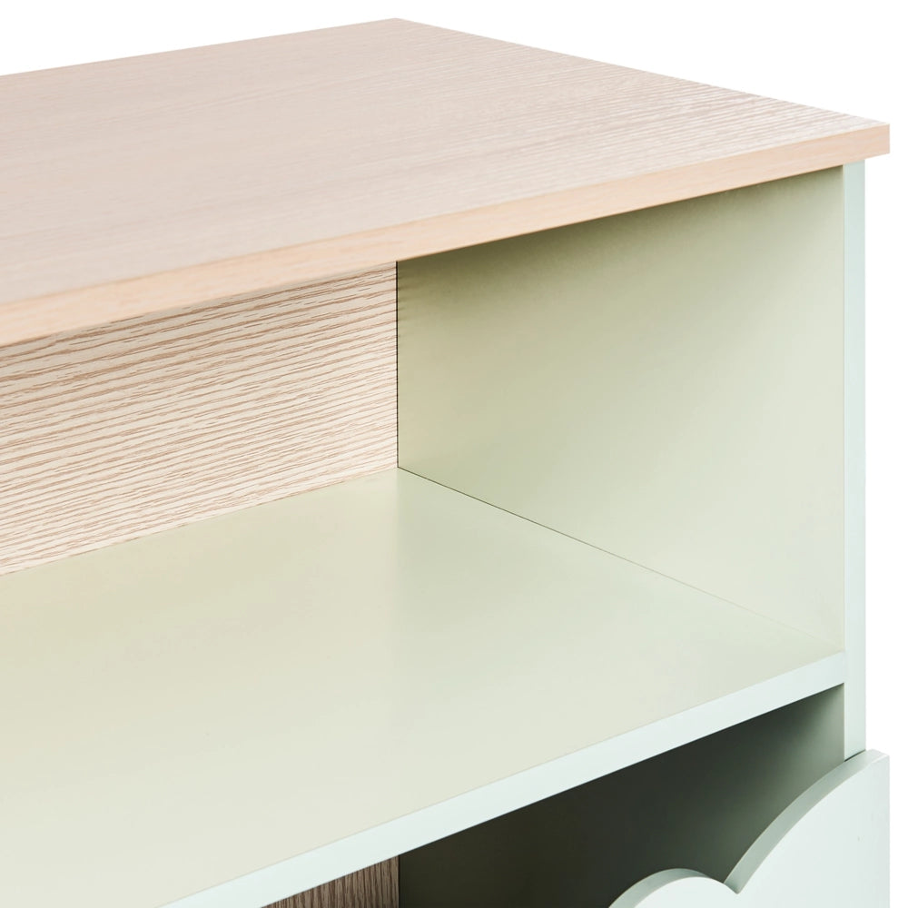 Credenza con motivo a casetta per la camera dei bambini in MDF di pino verde chiaro elemento per la cameretta