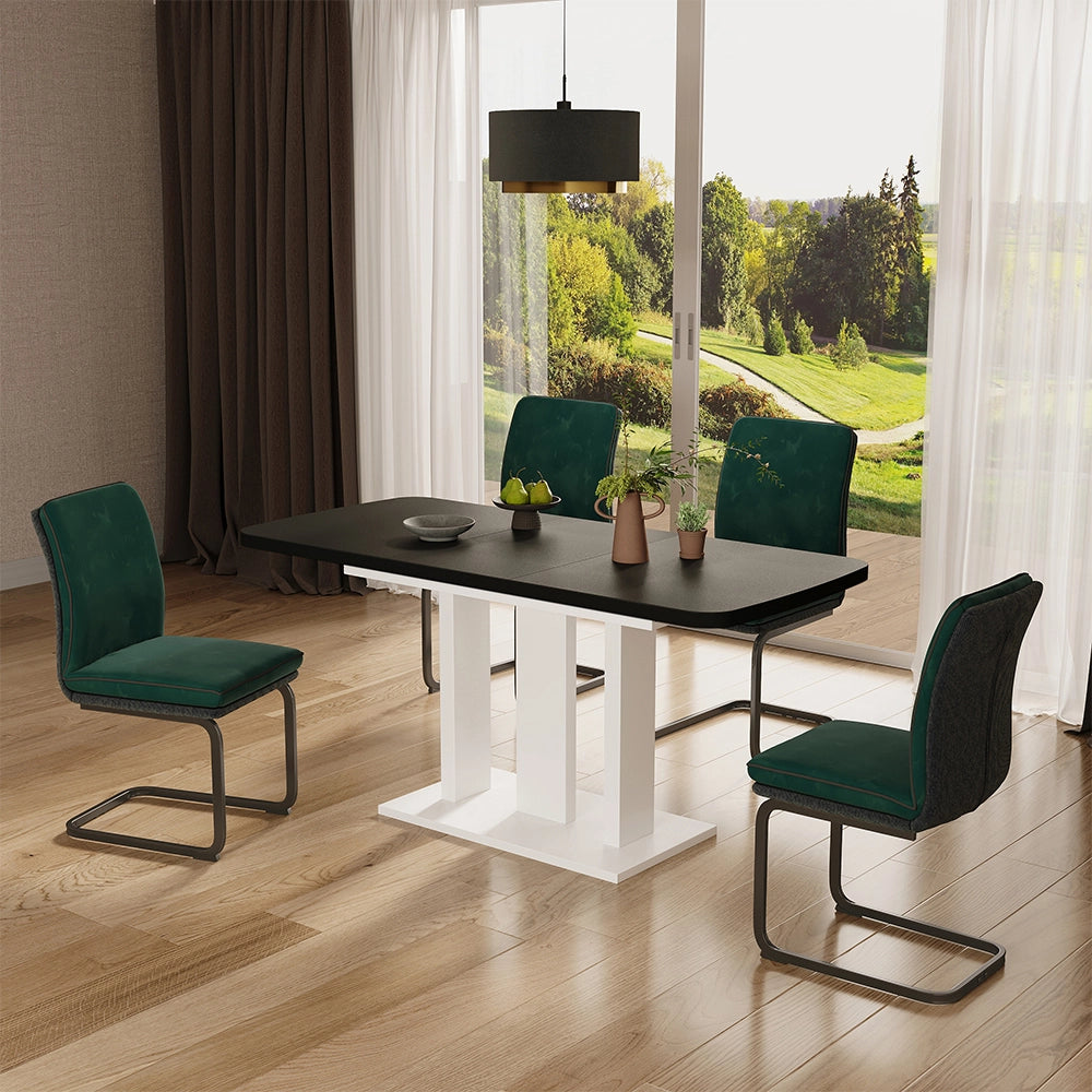 Vicco Tavolo da pranzo Estensibile Nero/bianco 120/160 x 80 cm 2 parti