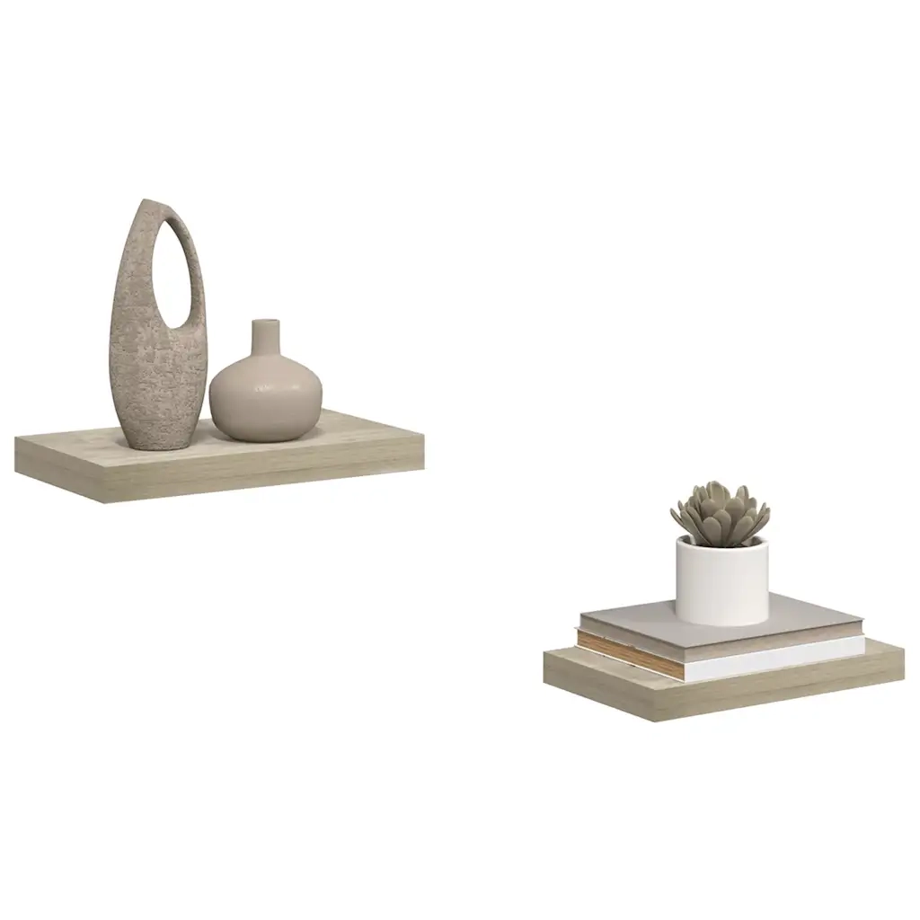 Scaffali a Parete 2 pz Rovere 40x23x3,8 cm in MDF 323869