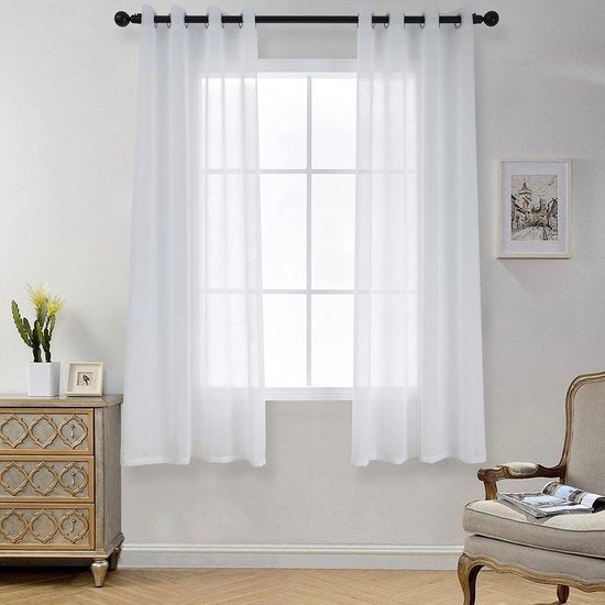 Set di tende a voile trasparente con occhielli - 2 pezzi - H175 x B140 cm - 100% Poliestere - Ecologico