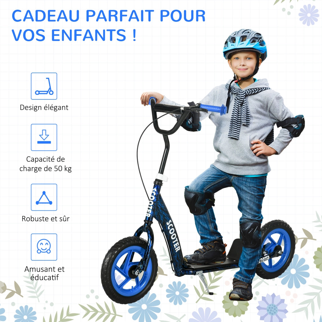 Monopattino per Bambini ¨C Xylo ¨C Ruote Grandi 6-12 Anni Altezza Regolabile Freno Posteriore Cavalletto Blu