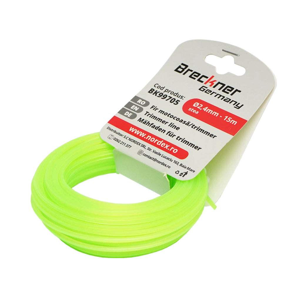 Filo a stella per decespugliatore, 2,4 mm x 15 m Breckner Germany