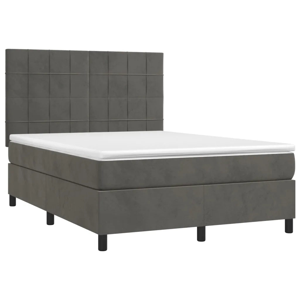 Giroletto a Molle con Materasso Grigio Scuro 140x200 cm Vellutocod mxl 75835