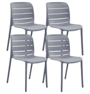 Set 4 Sedie In Polipropilene e Fibra Di Vetro Sedia Cucina Trattamento Uv Antiscolorimento Giardino Interno Esterno Moderne Robuste Resistenti Seduta Terrazzo Soggiorno Bar Ristorante Impilabili Iris-Grigio