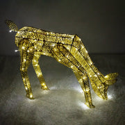 Renna di Natale Luminosa Decorazione da Esterno per la Casa Luci LED Bianco Ghiaccio Figura Luminosa Luci di Natale - Femmina - Oro