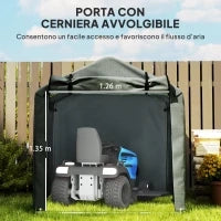 Tenda Garage con Ingresso Avvolgibile, Corde e Picchetti, in Metallo Zincato e PE, 220x157x165 cm, Grigio Scuro