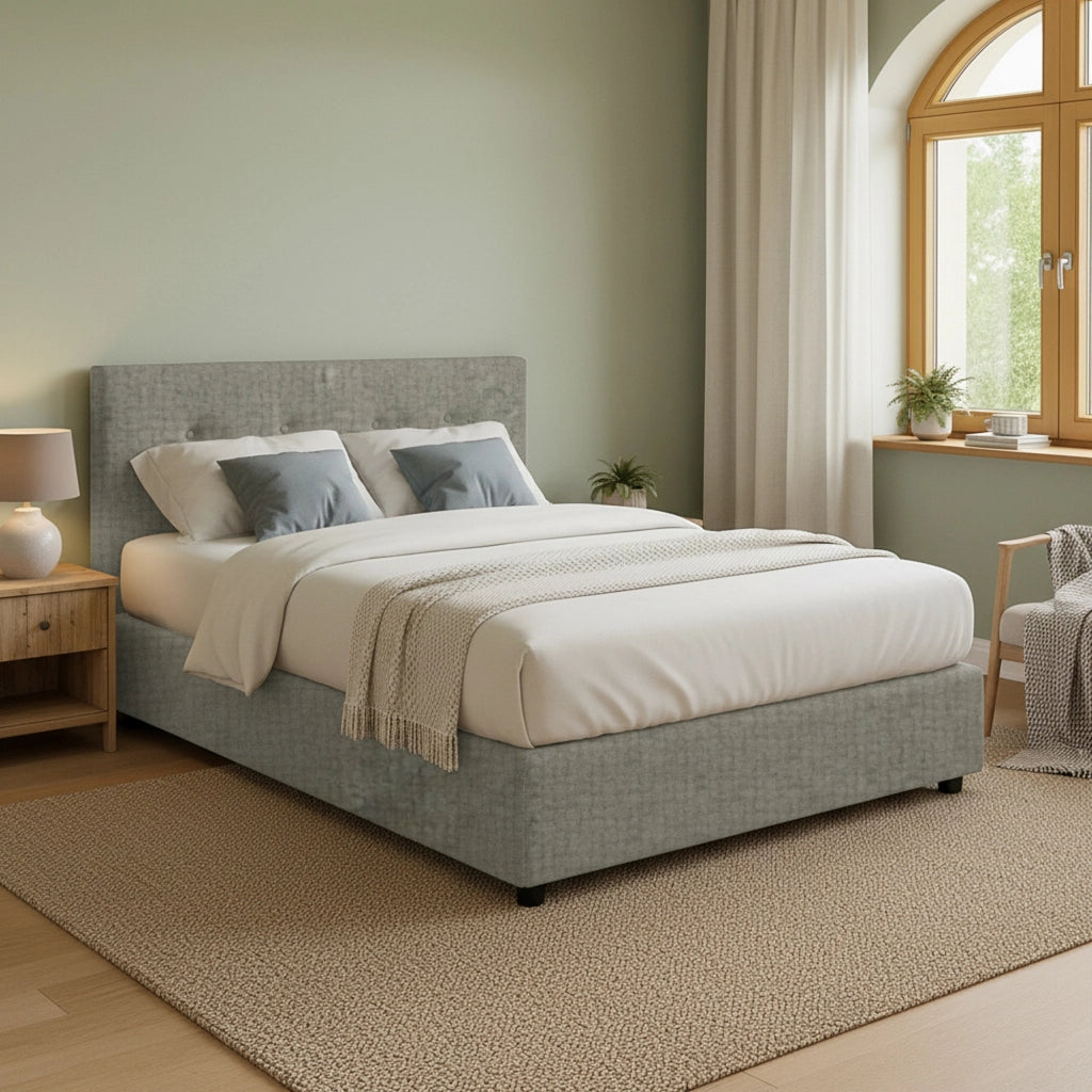 Oxford, Letto Matrimoniale Sfoderabile Made in Italy, Grigio
