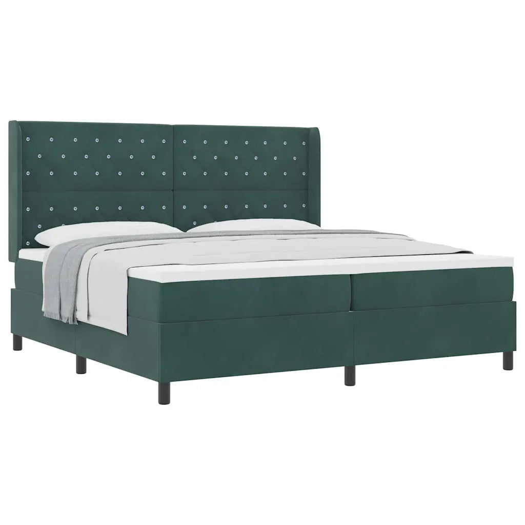 vidaXL Letto a molle con testiera Verde scuro 200 x 200 cm Velluto