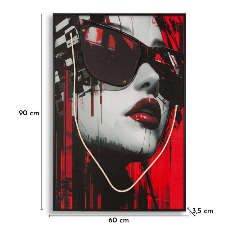 Stampa Con Led Su Tela Psyco -a- cm 60x3,5x90 (applicazione 3d Acrilico)