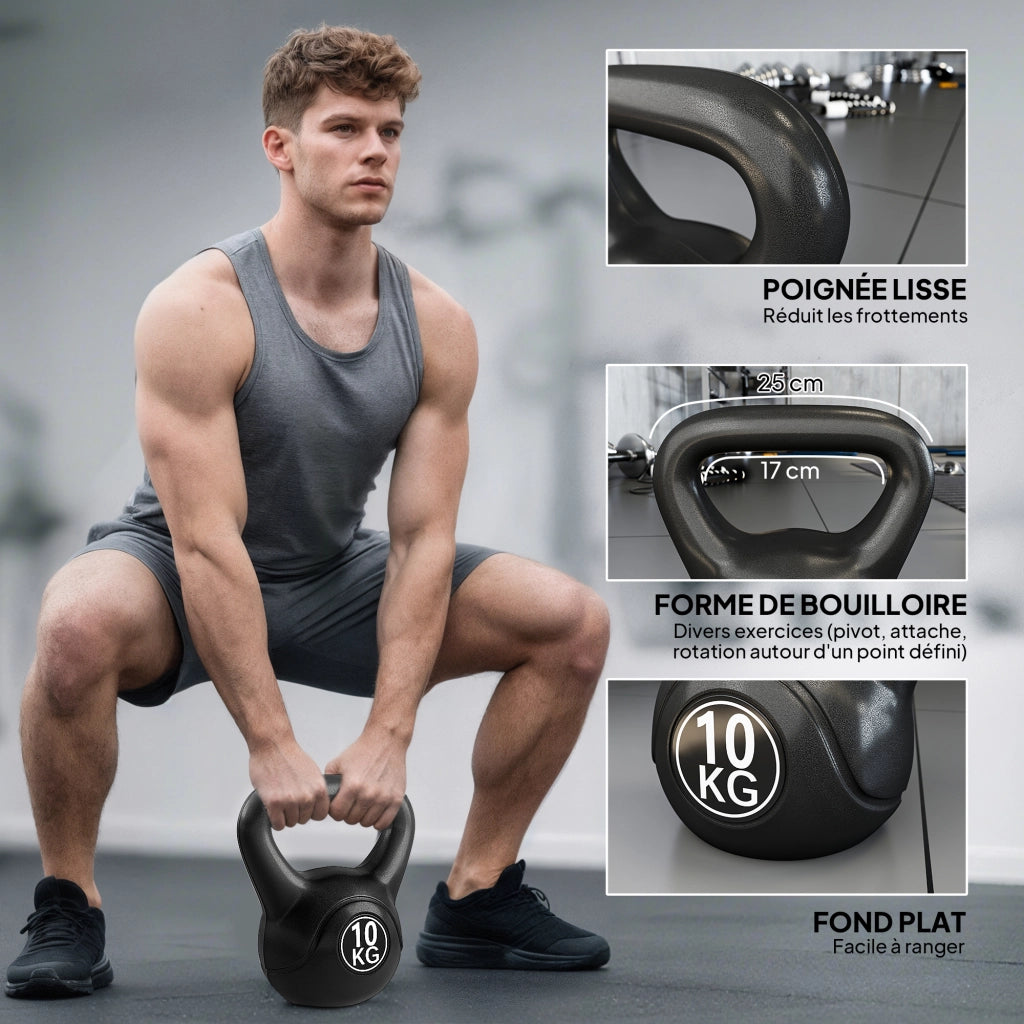 Kettlebell 10 kg ¨C zephmum ¨C 25x19x28 cm nero