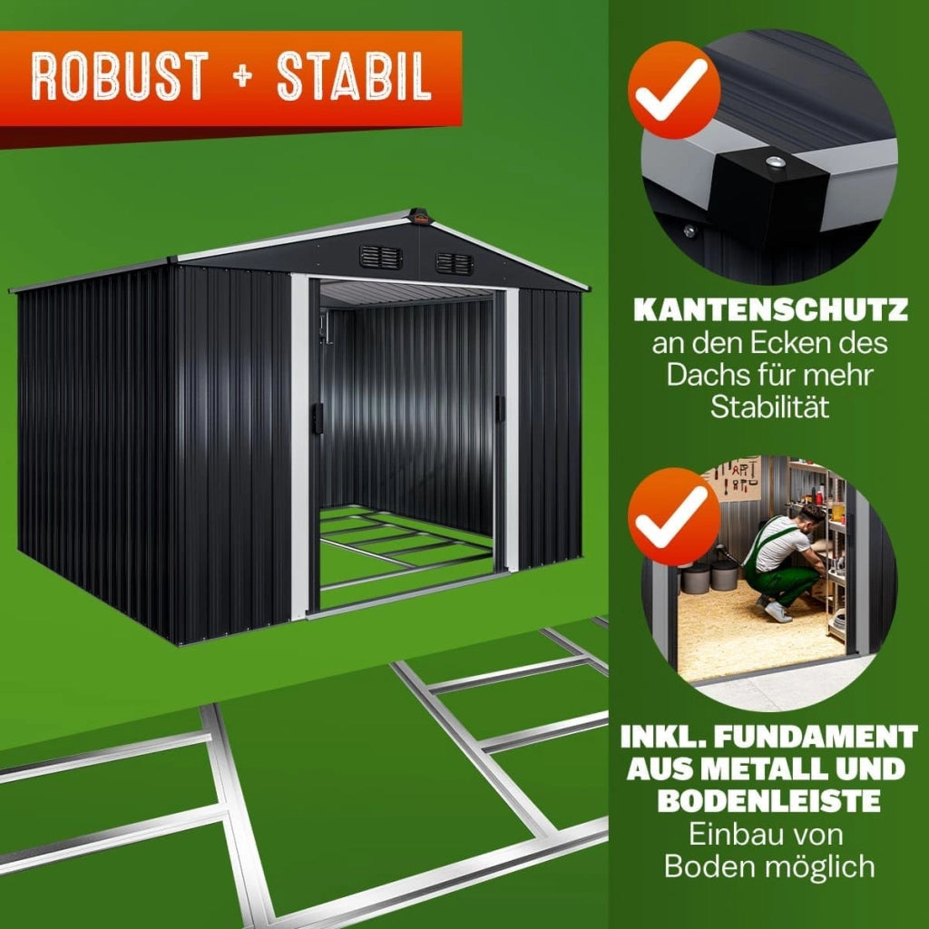 ® Casetta per Attrezzi da Giardino Capanno in Metallo da Esterno 5m² con Base 260x205x180cm Capannone XXL