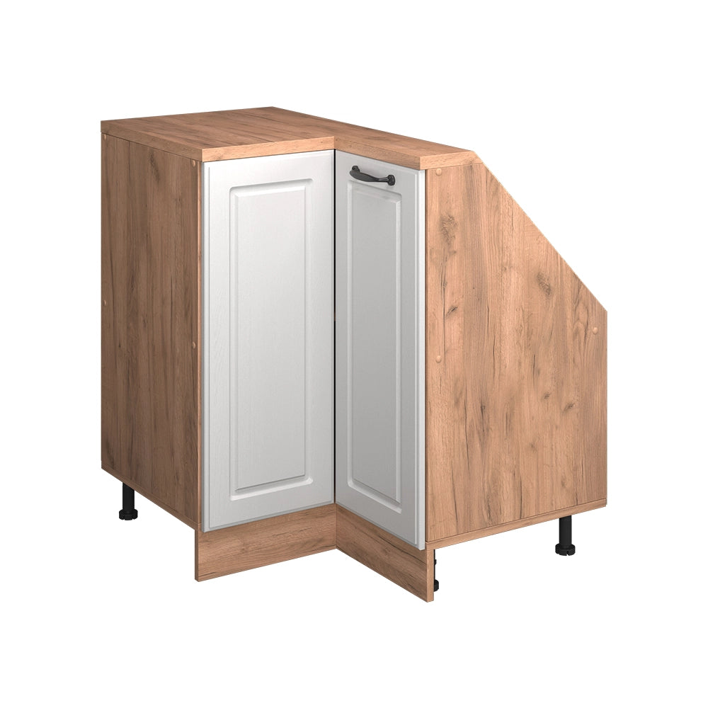 Mobile cucina angolare per sottotetto R-Line Bianco rustico/Rovere dorato 75.6 cm con 1 porta Vicco