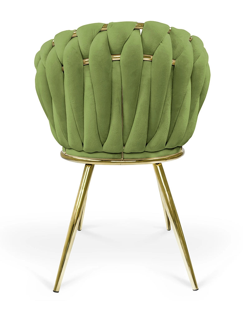 Poltrona in velluto verde pistacchio, sedia imbottita da pranzo – Elise - SDPL39ELPD
