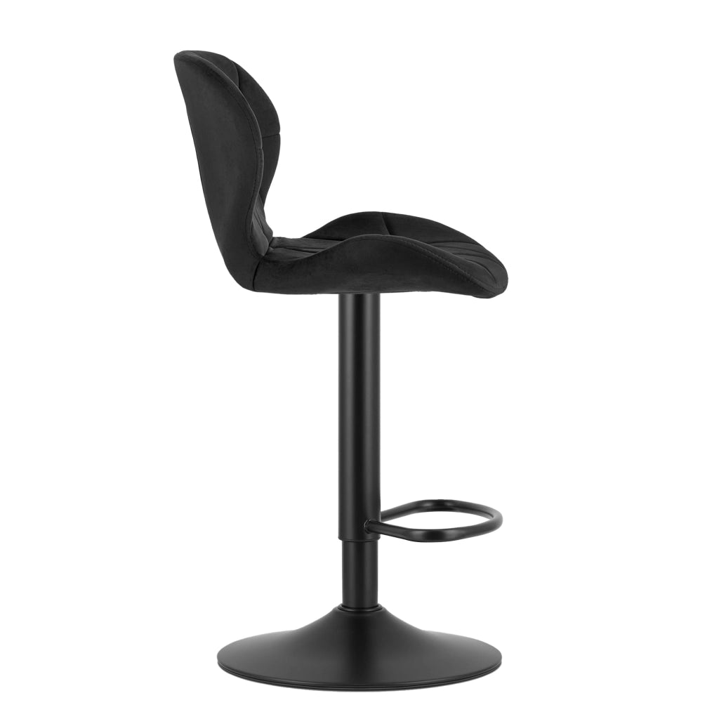 Sgabello in velluto VALORA WEST - Elegante nero per soggiorno, cucina, sala da pranzo