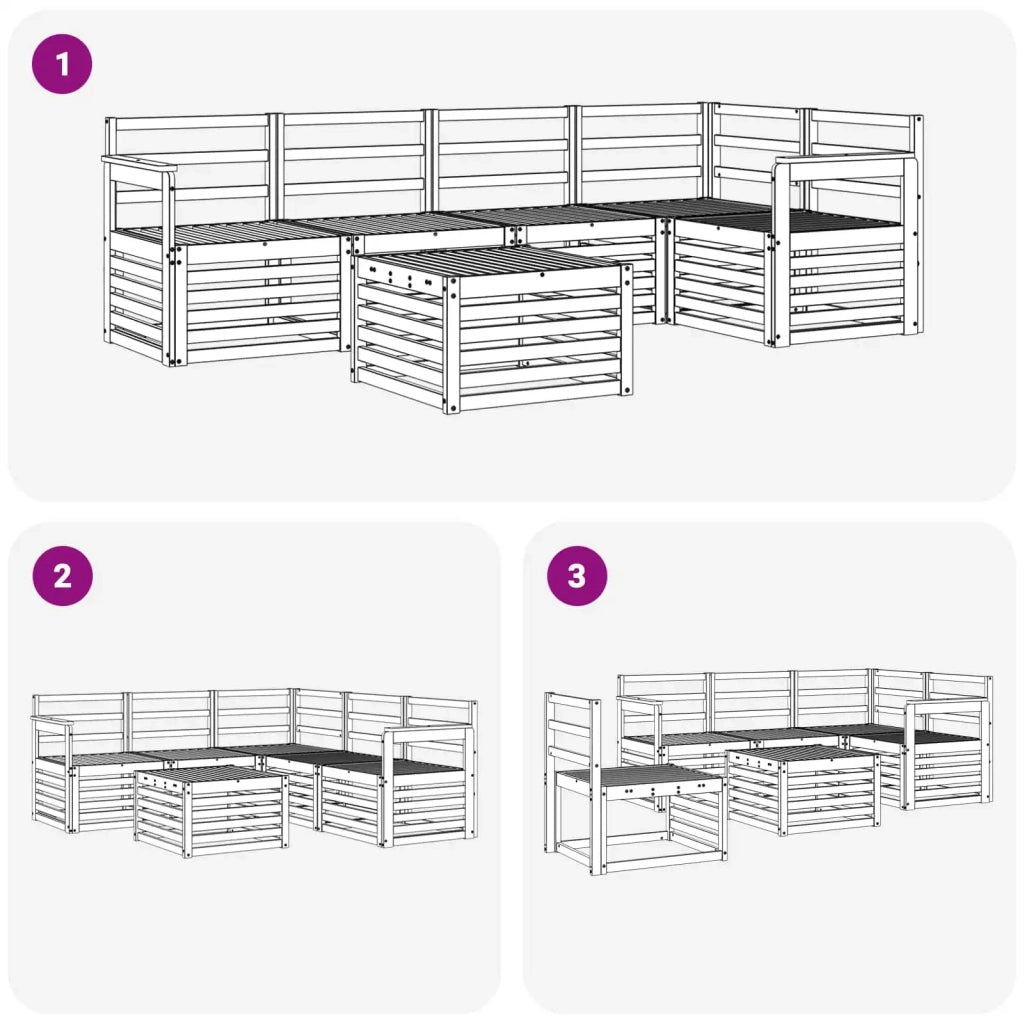 Set di divani da esterno 6 pcs Bianco 59 x 59 x 37 cm 3391859