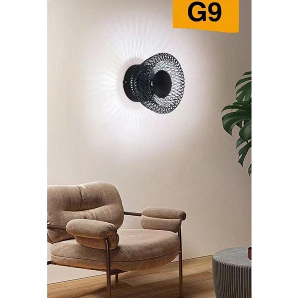 Trade Shop - Applique Da Muro Stile Industriale Lampada Decorativa In Metallo Attacco G9 Aq48 - Nero