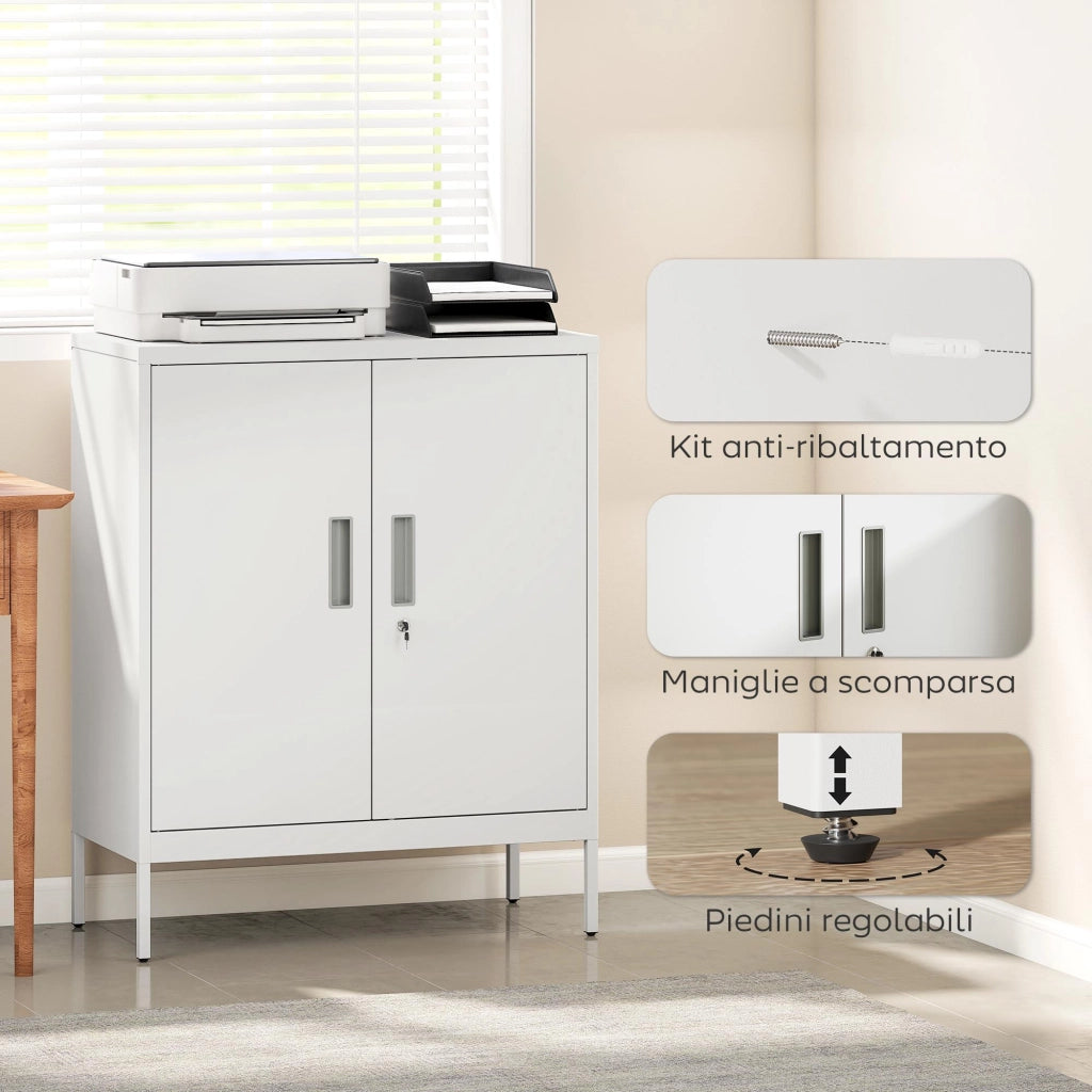 Scrivania con Cassetti in Acciaio ¨C zephmum ¨C Bianco 80x40x100 cm