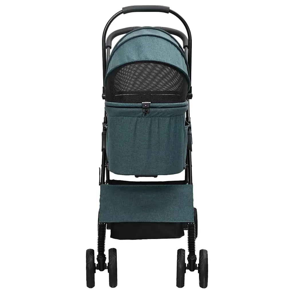 vidaXL Passeggino pieghevole per animali Verde 81 x 47 x 99 cm