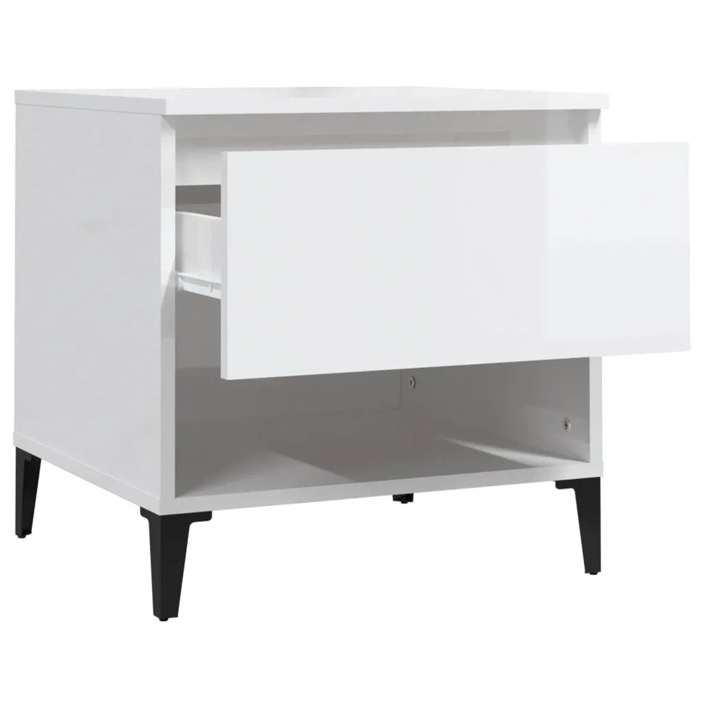 Tavolini 2pz Bianco Lucido 50x46x50 cm in Legno Multistrato 819553