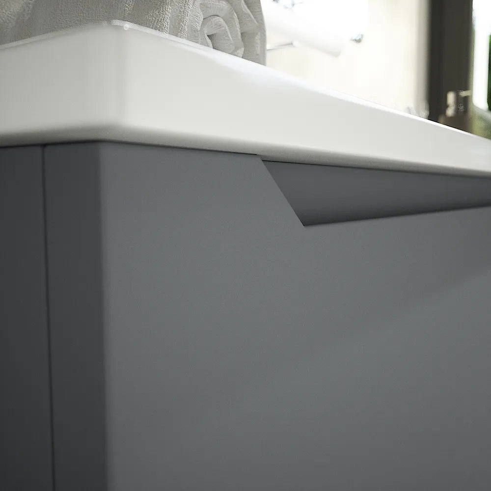 Mobile bagno sospeso 120 cm grigio opaco un cassettone con lavabo | Bako
