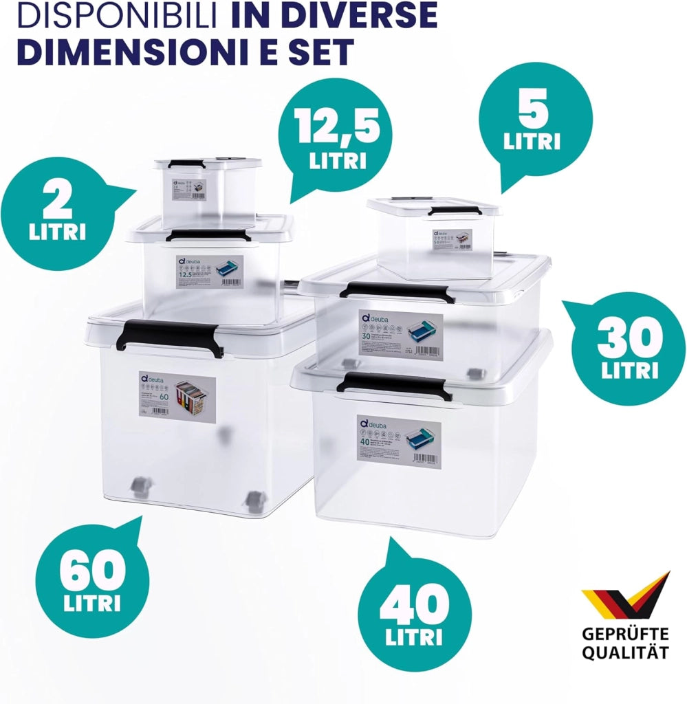 10x Contenitore Trasparente 12,5L con Coperchio BPA Free Scatole Impilabili Scatola Organizer Cucina Congelatore Contenitori Plastica Box